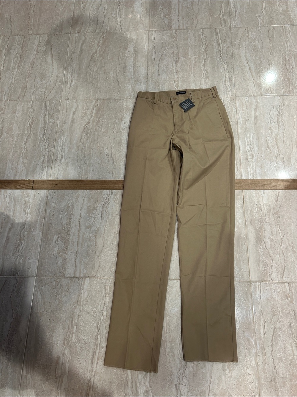 Land’s End Men's Traditional Fit Plain Front Chino Pants with pockets - khaki - Picture 2 of 5